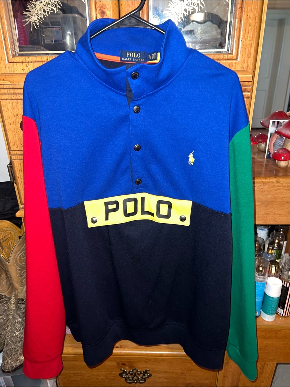 Polo by Ralph Lauren Colorblock Zip-Up Pullover - Blue/Black/Red/Green